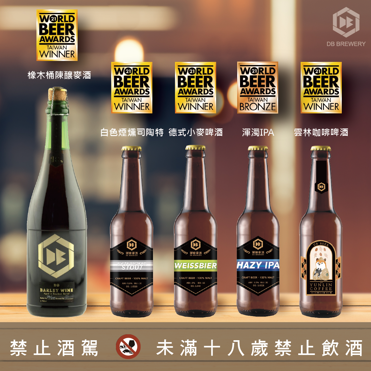 2021世界啤酒大賽WBA 榮獲4面臺灣冠軍及1面銅牌